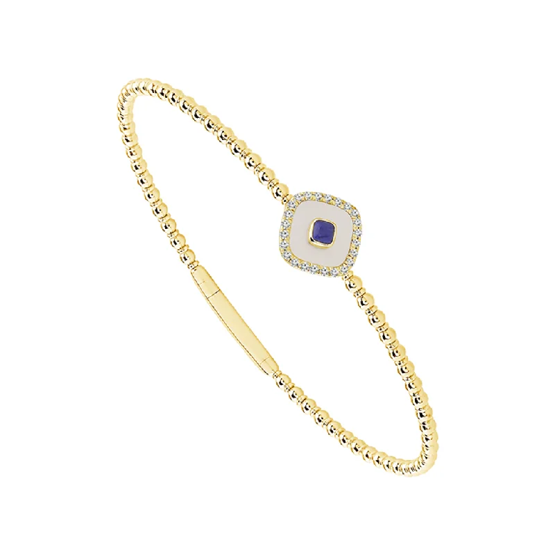 Titanium and 14K Yellow Gold Lapis, Mother Of Pearl And Diamond Flexie Bracelet