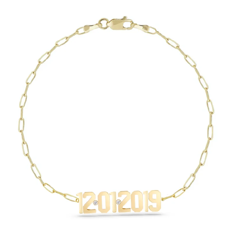 Custom Date on Thin PaperClip Bracelet