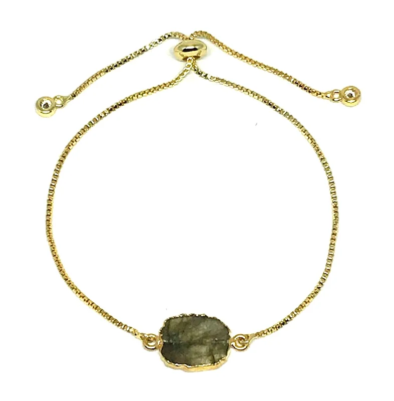 Electroform Stone Pull Bracelet: Labradorite (PBT748LD) Also on Gunmetal Chain