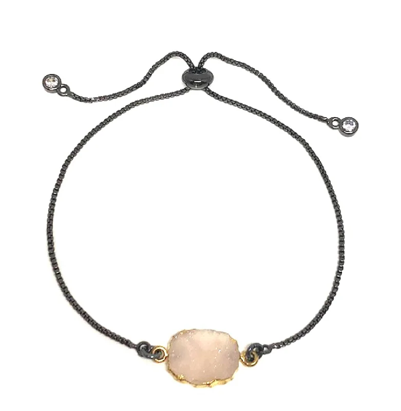 Electroform Stone Pull Chain: Pink Druzy (PBXT748DZP) Also on Gold Chain