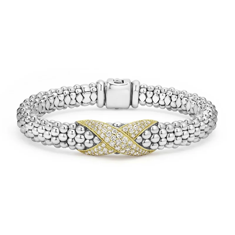 Embrace Two-Tone Diamond X Caviar Bracelet | 9mm