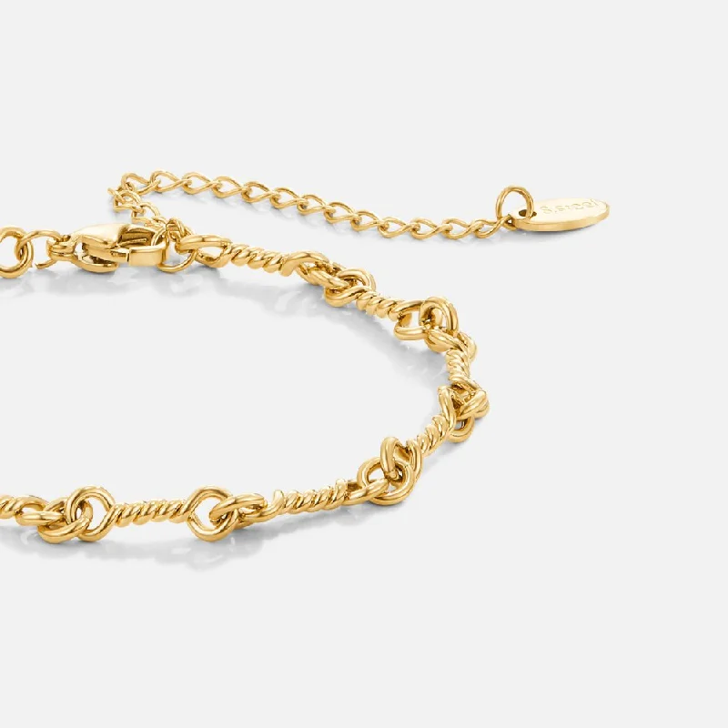 Figaro Gold Knot Chain Bracelet