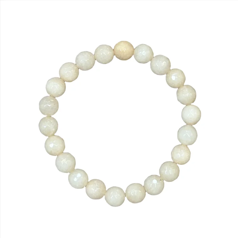 Buff Faceted Jade 8mm Bracelet