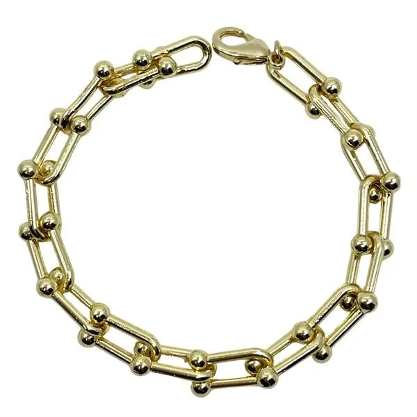 Link Bracelet: Thick U Link Available in Gold or Silver (BG402)