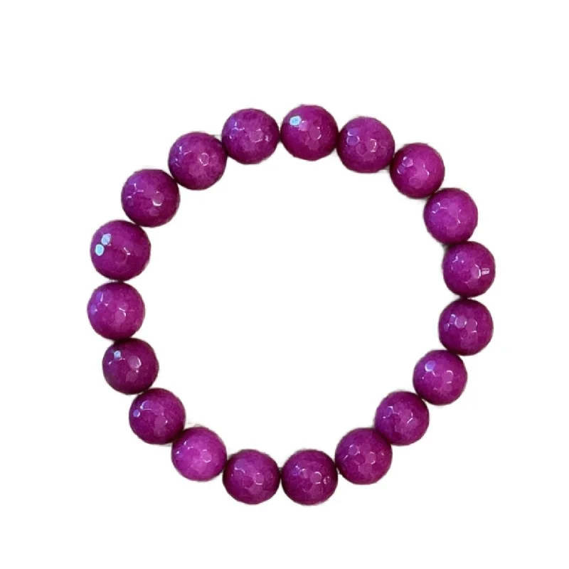 Magenta Faceted Jade 10mm Bracelet