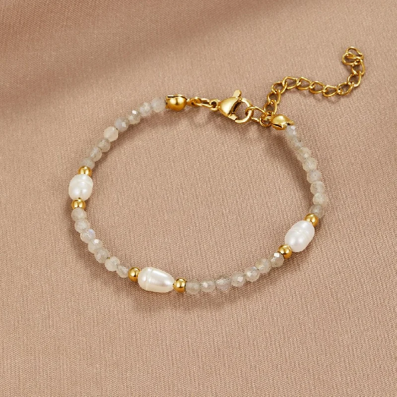 Moonstone & Pearl Bead Bracelet