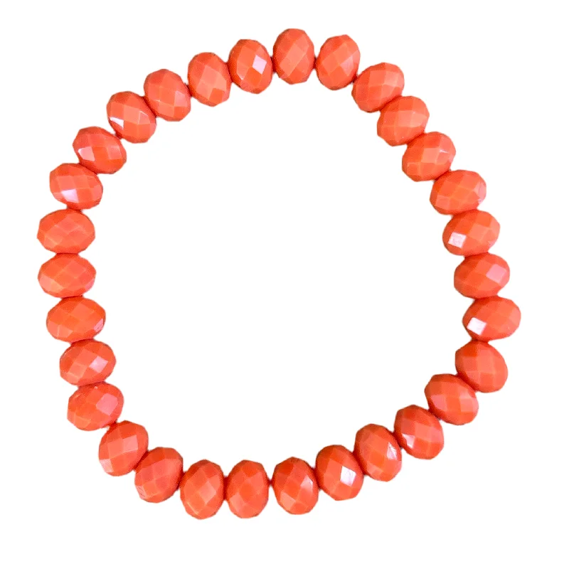 Orange Crystal 24 Faceted Rondelle 8mm Bracelet