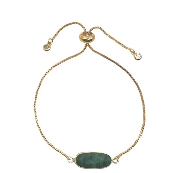 Pull Chain Bracelet: Rectangular Malachite (PBT780MLT)