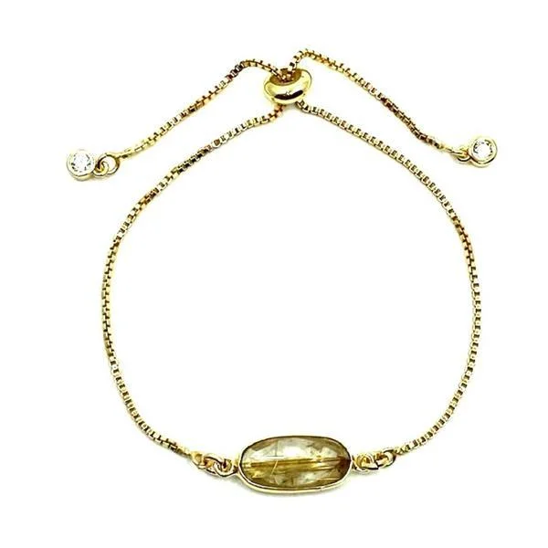 Pull Chain Bracelet: Rectangular Rutilated Quartz (PBT780RQZ)