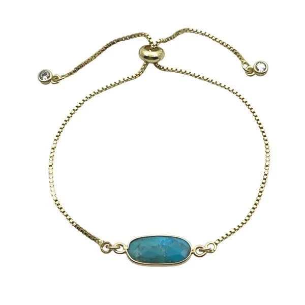 Pull Chain Bracelet With Turquoise Stone (PBT780TQ)