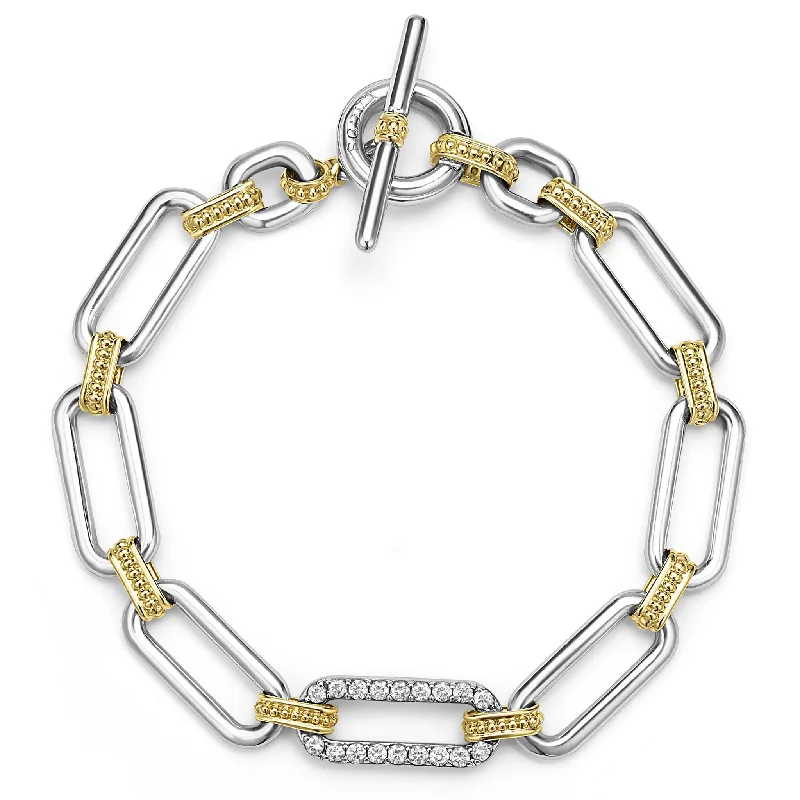 Signature Caviar Two-Tone Link Diamond Bracelet