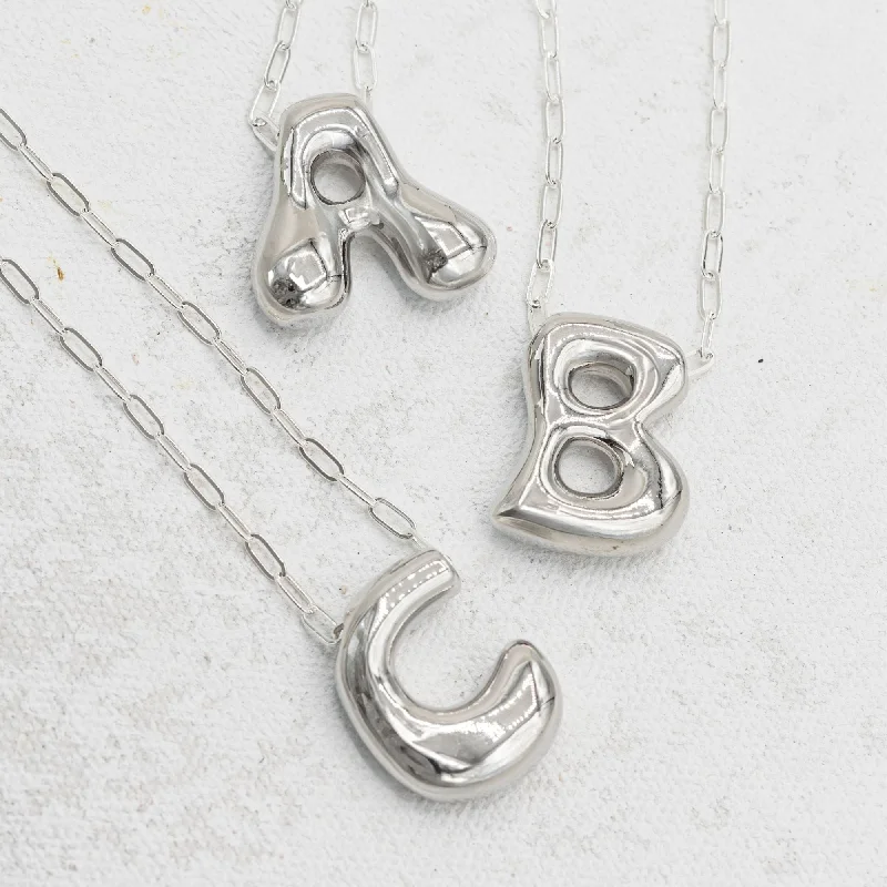 Silver Bubble Letter Necklace