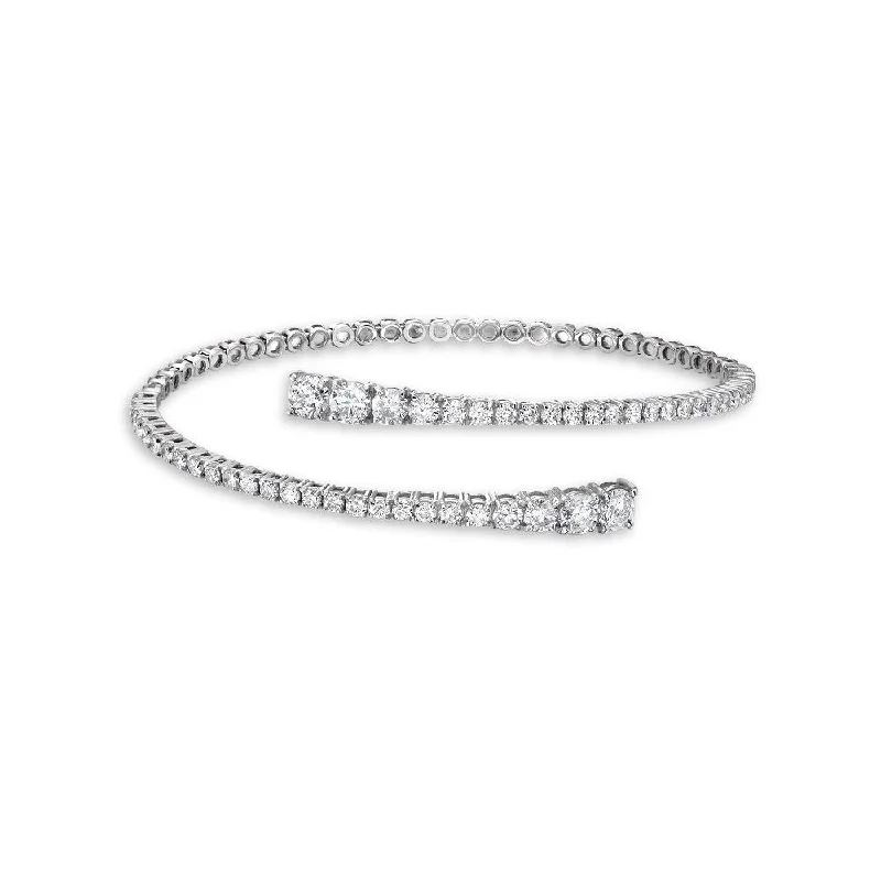 Spiral Flexible Graduated Diamond Bangle Bracelet (3.50 ct.) 4-Prongs Setting in 14K Gold