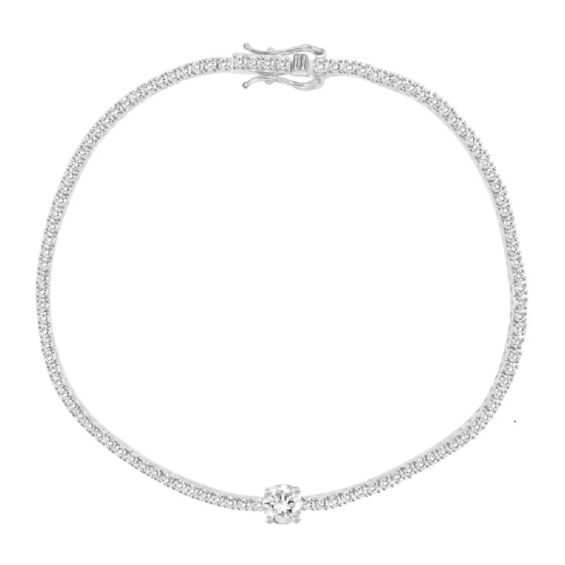 Statement Diamond on Mini Tennis Bracelet