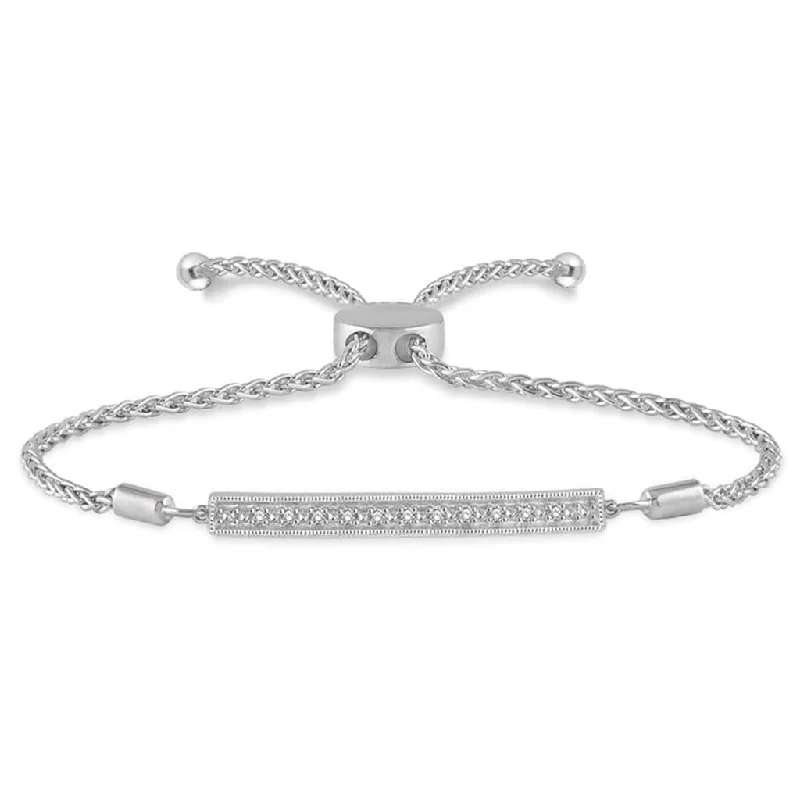 Sterling Silver Diamond Bar Lariat Bracelet