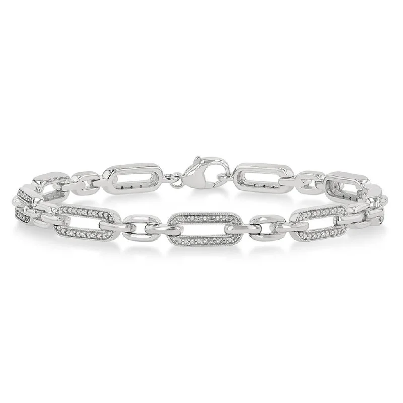 Sterling Silver Paperclip Diamond Bracelet