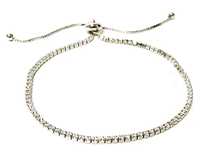 Crystal Pull Bracelet with CZ's: Sterling Silver (BST4605)