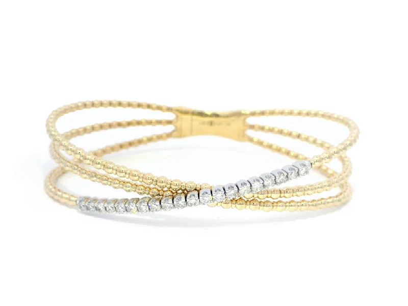 Titanium and 14K Yellow And White Gold Diamond Flexie Bracelet