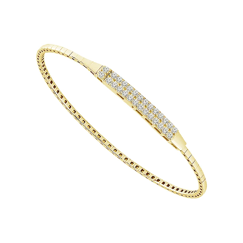 Titanium and 14K Yellow Gold Double Row Diamond Flexie Bracelet