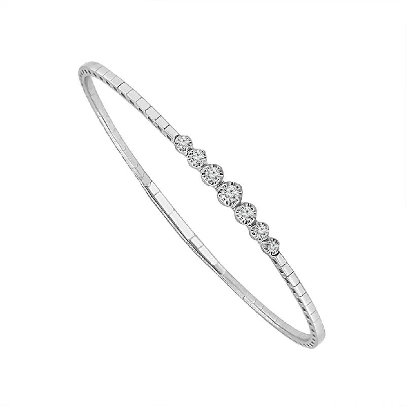 Titanium And Sterling Silver Natural Diamonds Flexie Bracelet