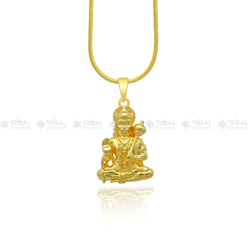 925 sterling silver gold polished Lord Hanuman ji divine pendant nsp905