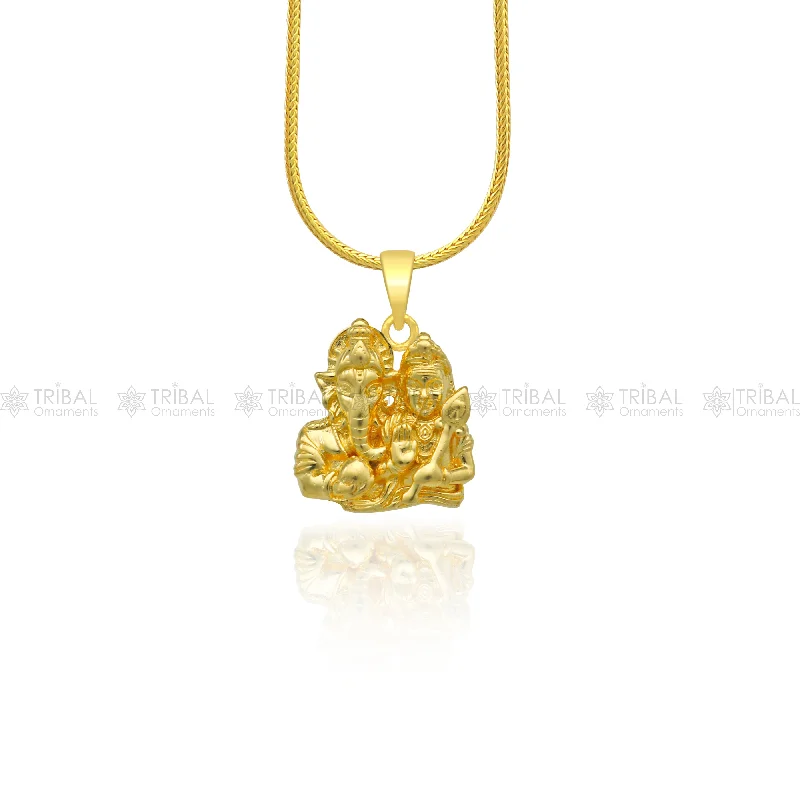 925 sterling silver gold polished Lord Ganesha and Kartikeya divine pendant nsp919