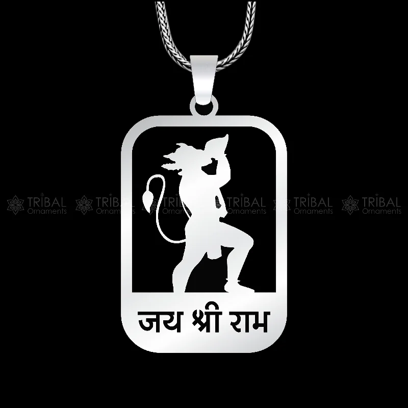 925 sterling silver handmand "Jai shree ram" ram mantra pendant nsp892