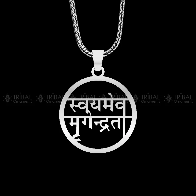 925 sterling silver handmand" Swayameva mrugendrata " pendant nsp896