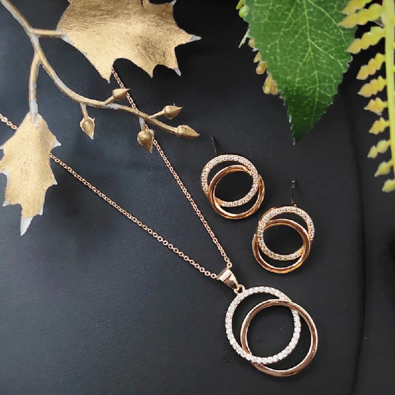 Aamrapali Rose Gold Plated AD Pendant Set