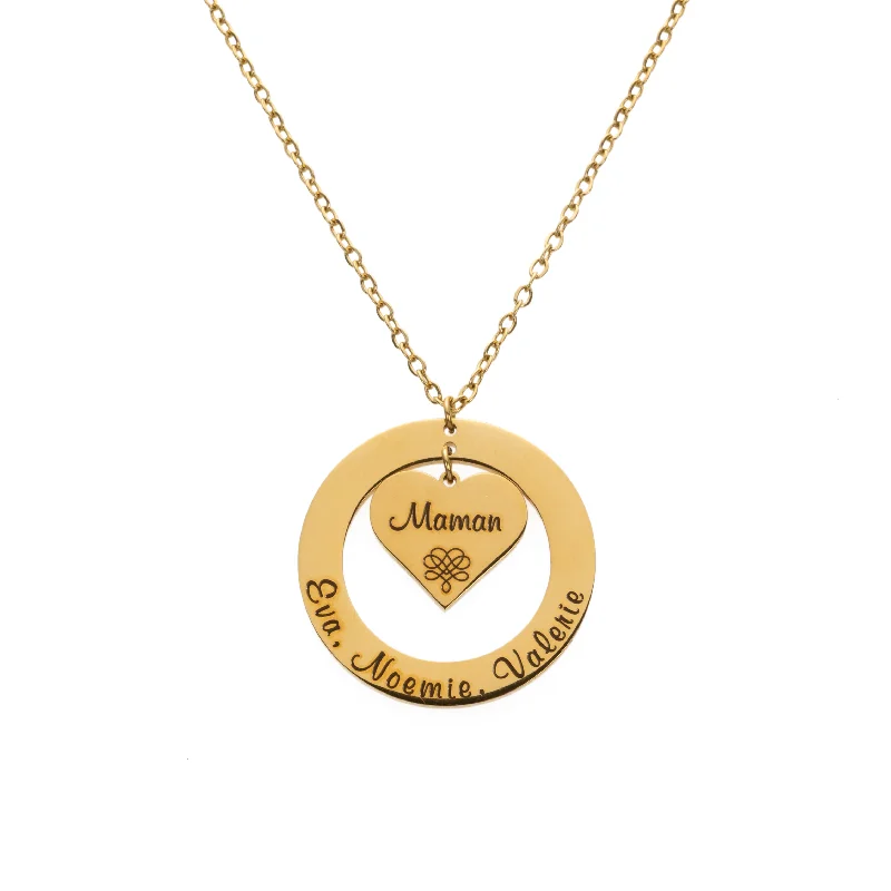 Personalized Heart and Circle Pendant