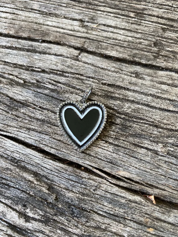 Enamel and Pave Diamond Heart Pendant