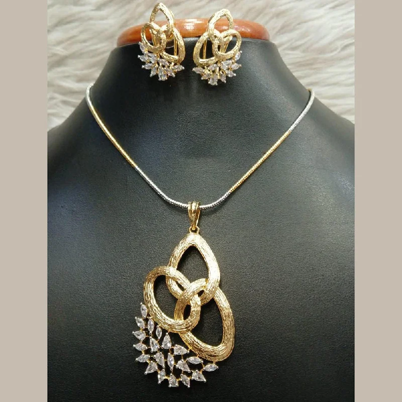 Jain Jewellers Gold Plated AD Pendant Set