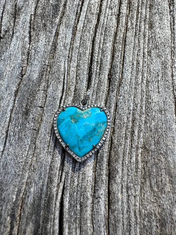 Kingman Heart with Diamond Border Silver