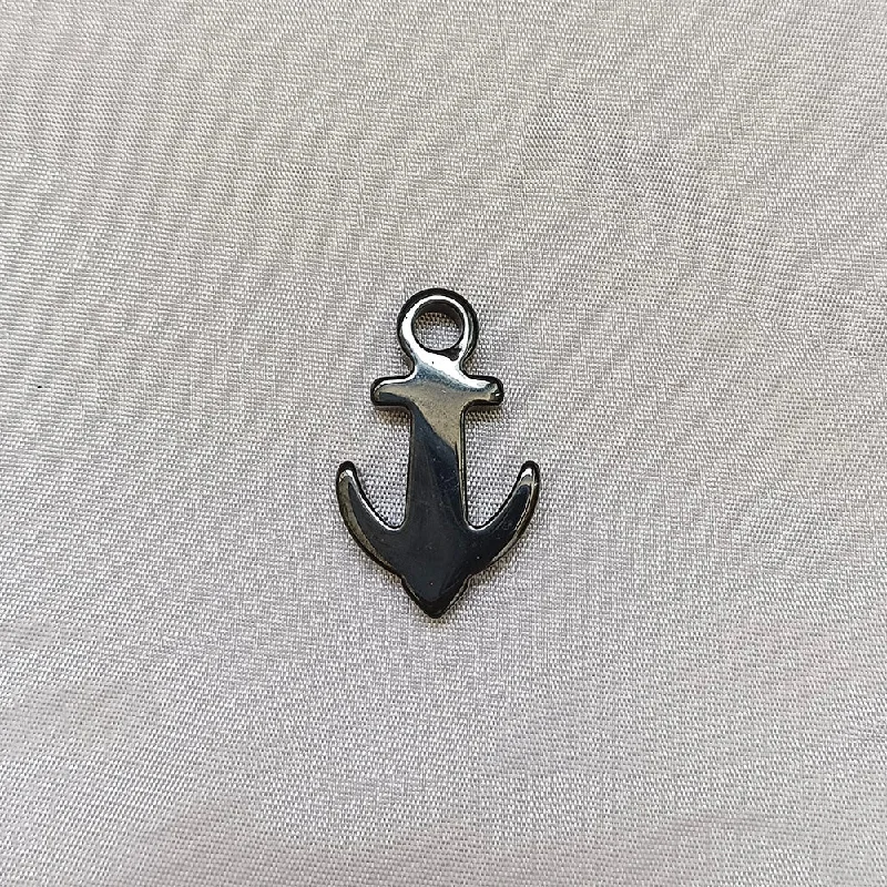 Kriaa Beads Black Plating Metal Anchor Shape Pendant For Jewellery Making DIY