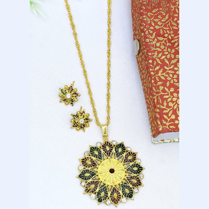 Mahavir Dye Gold Plated Chain Pendent Set