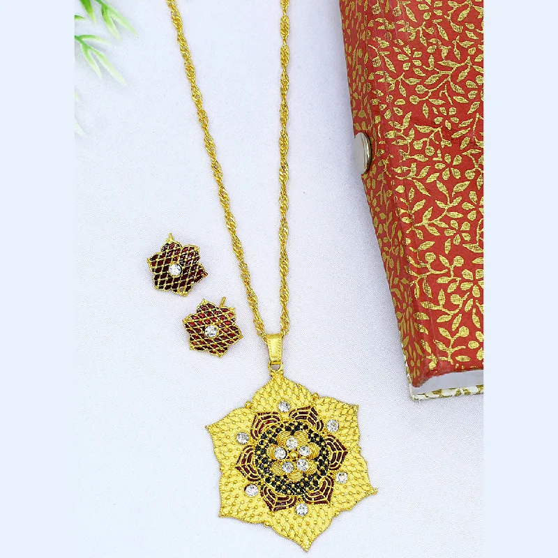 Mahavir Dye Gold Plated Chain Pendent Set