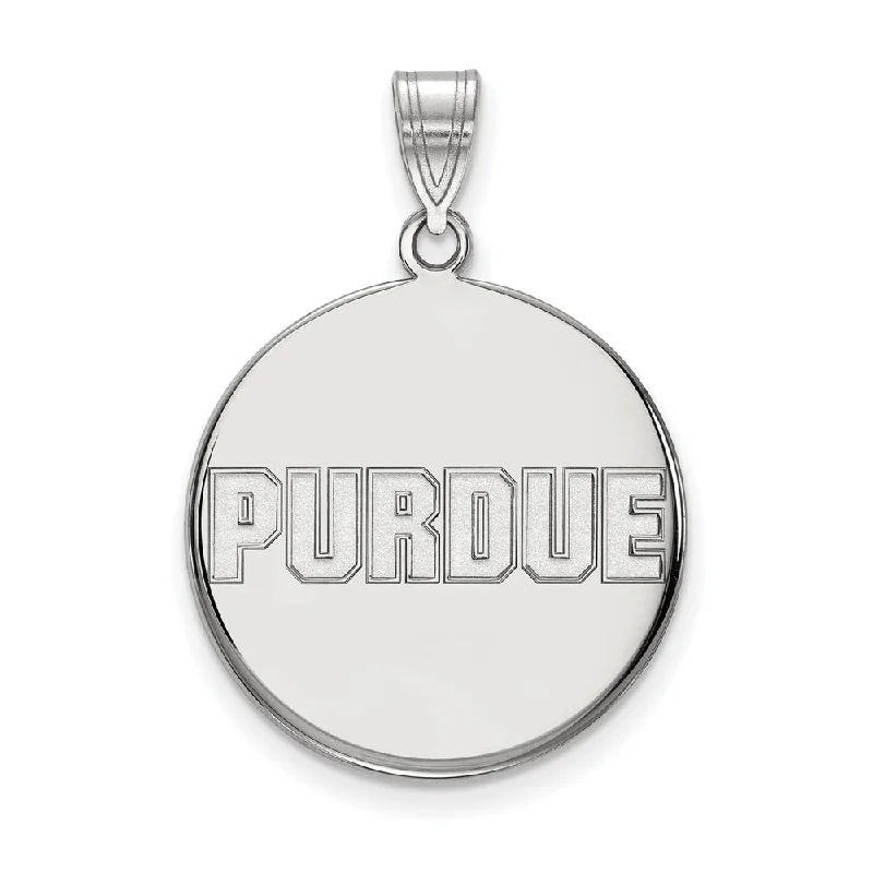 10k White Gold Purdue Large Script Disc Pendant