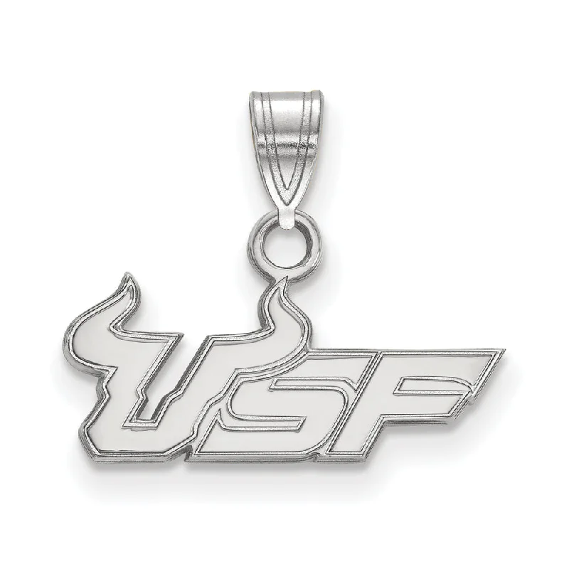 10k White Gold South Florida Small 'USF' Pendant