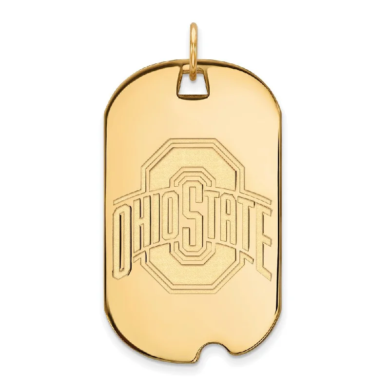 10k Yellow Gold Ohio State Large Dog Tag Pendant