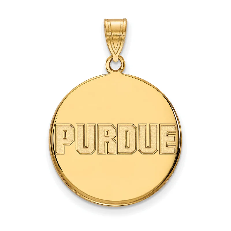 10k Yellow Gold Purdue Large Script Disc Pendant