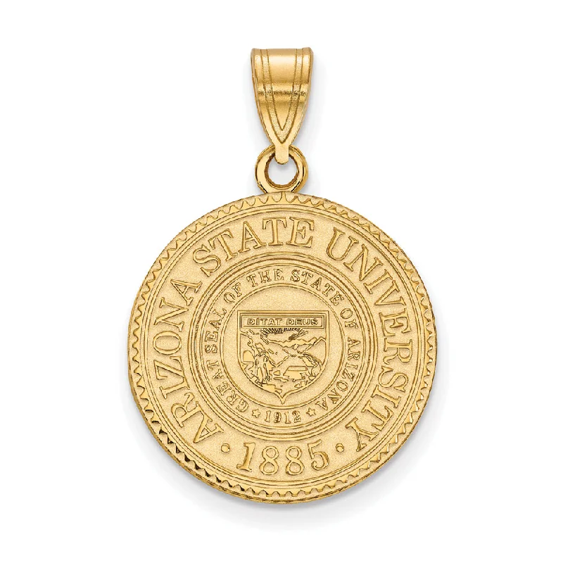 14k Gold Plated Silver Arizona State Large Crest Pendant