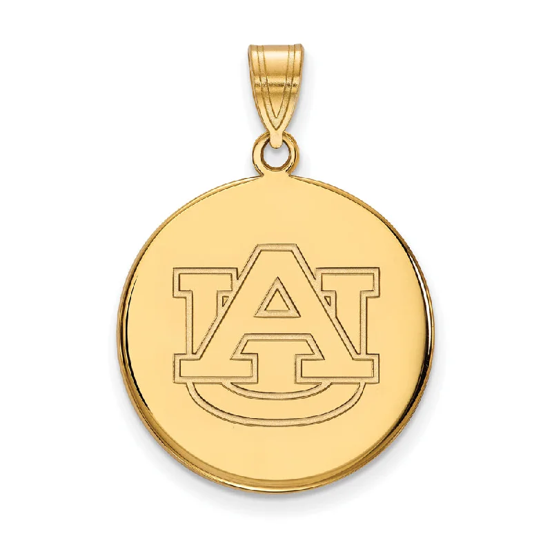 14k Gold Plated Silver Auburn U Large Disc Pendant