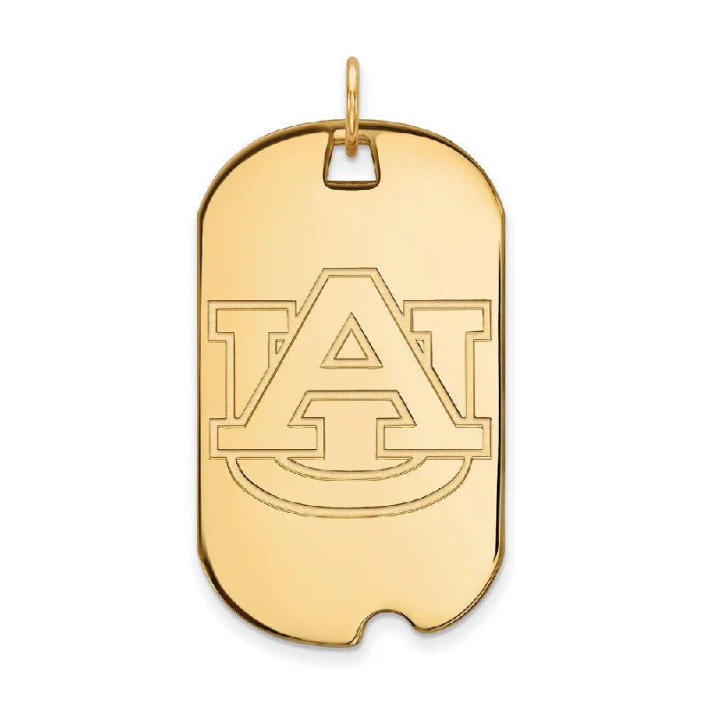 14k Gold Plated Silver Auburn U Large Dog Tag Pendant