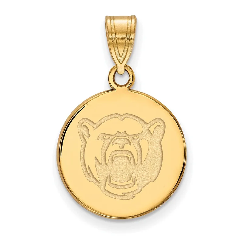 14k Gold Plated Silver Baylor U Medium Bears Disc Pendant