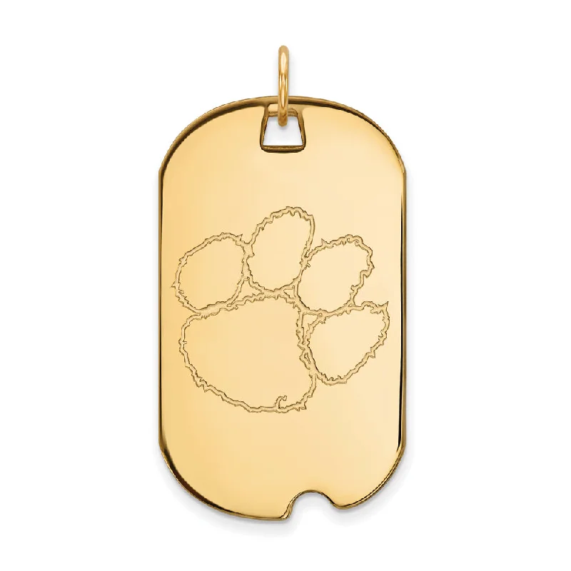 14k Gold Plated Silver Clemson U Large Dog Tag Pendant