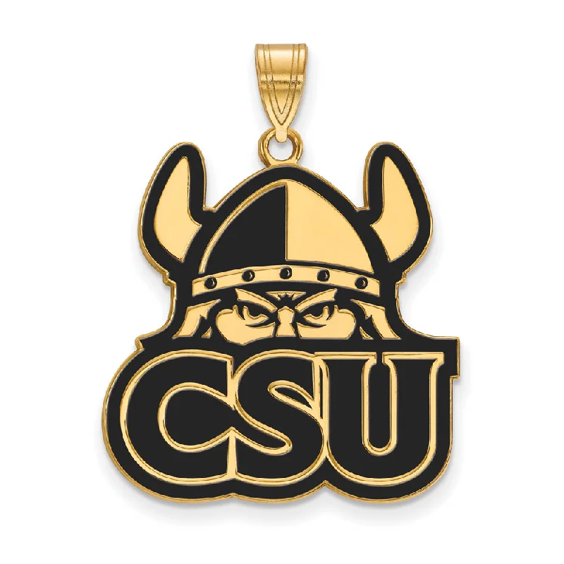 14k Gold Plated Silver Cleveland State XL Enamel Pendant