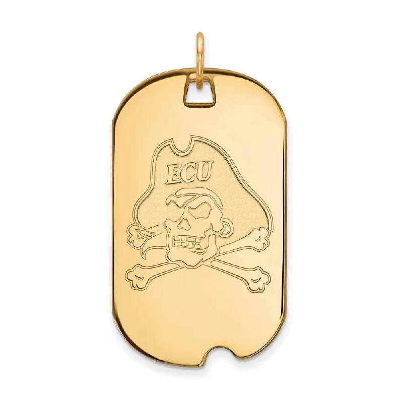 14k Gold Plated Silver East Carolina U Large Dog Tag Pendant