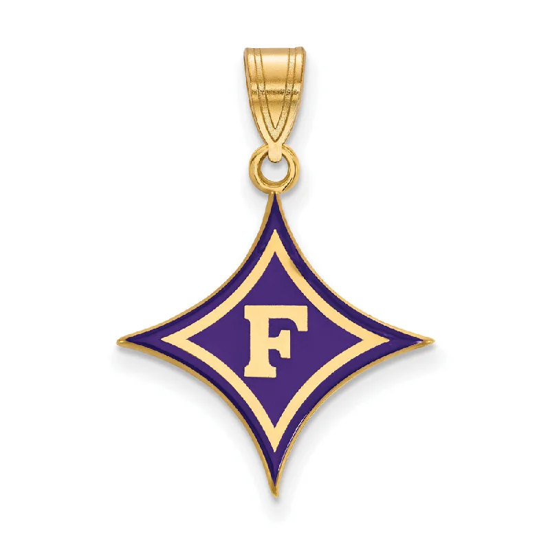 14k Gold Plated Silver Furman U Large Enamel Pendant