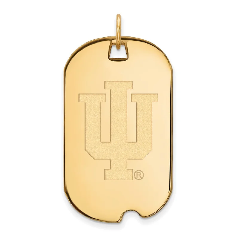 14k Gold Plated Silver Indiana U Large Dog Tag Pendant