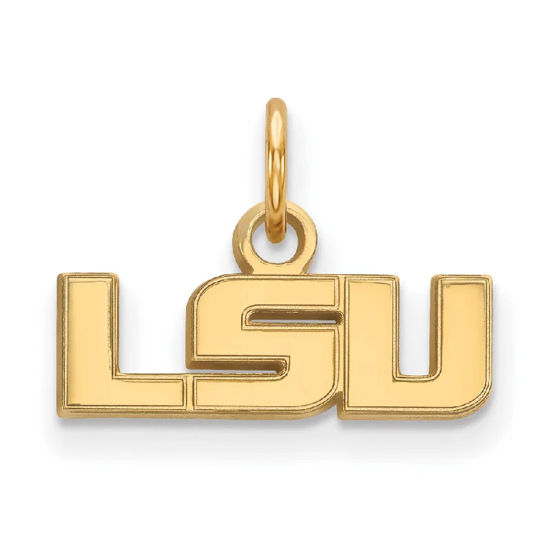 14k Gold Plated Silver Louisiana State XS (Tiny) 'LSU' Charm Pendant